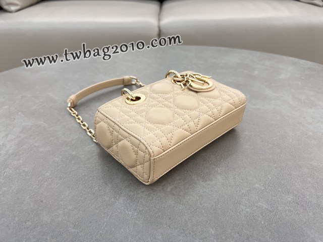 Dior专柜新款迪奥高仿原单焦糖米色羊皮Lady D-Joy手袋手提肩背斜挎女包 djfk1837